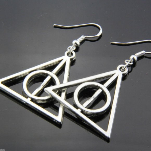 Jewelry - NWOT Silver Deathly Hallows Harry Potter Earrings